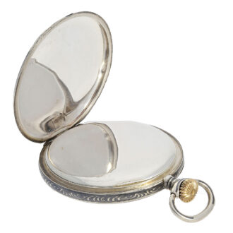 Swiss silver precision pocket watch with niëllo case Circa 1927 Swiss silver precision pocket watch with niëllo case Circa 1927