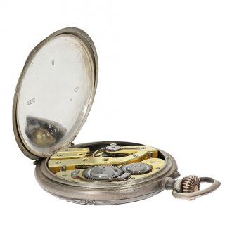 Swiss decorative marksman's watch with relief case Circa 1905