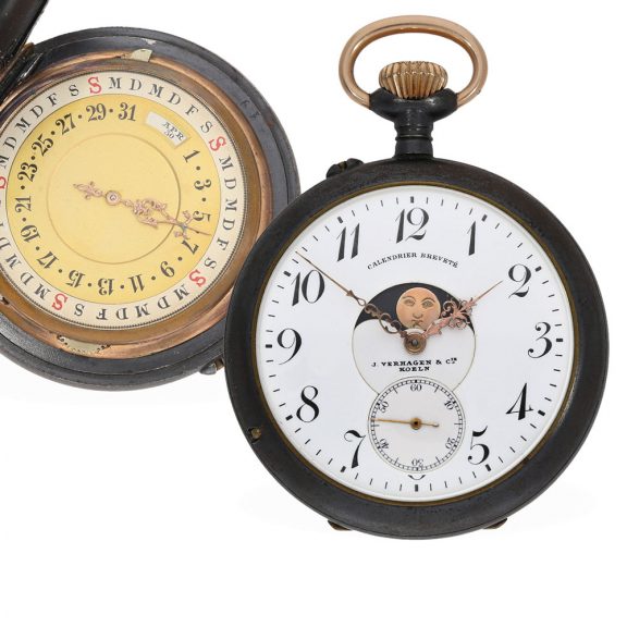 Rare German calendar watch with moon phase Circa 1884 Rare German calendar watch with moon phase Circa 1884