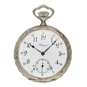 Swiss silver Art Nouveau pocket watch with relief case Circa 1920
