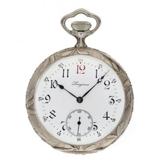 Swiss silver Art Nouveau pocket watch with relief case Circa 1920