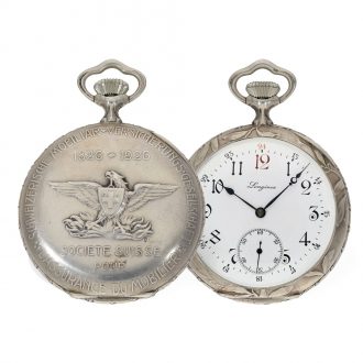 Swiss silver Art Nouveau pocket watch with relief case Circa 1920