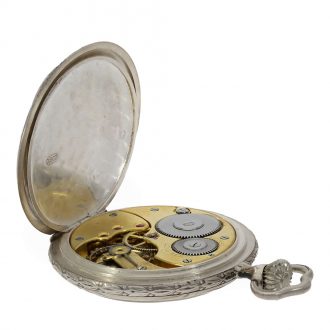 Swiss silver Art Nouveau pocket watch with relief case Circa 1920