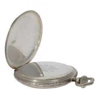 Swiss silver Art Nouveau pocket watch with relief case Circa 1920