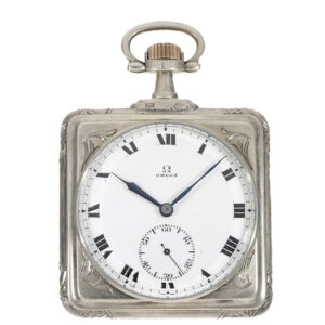 Swiss silver square Art Nouveau watch with lever escapement Circa 1900