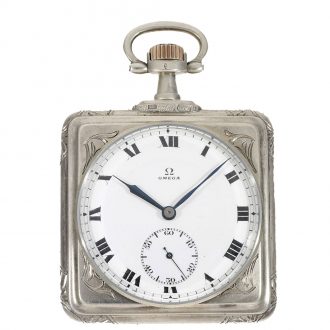 Swiss silver square Art Nouveau watch with lever escapement Circa 1900