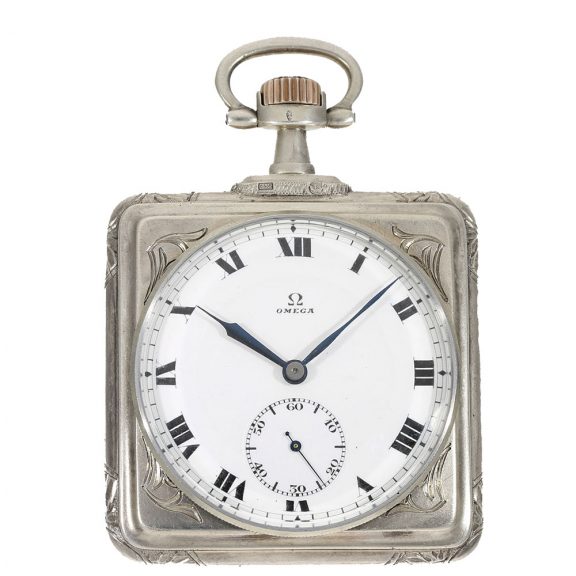 Swiss silver square Art Nouveau watch with lever escapement Circa 1900