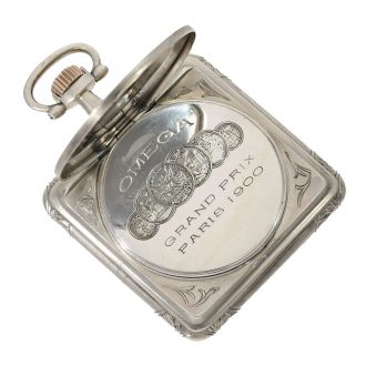 Swiss silver square Art Nouveau watch with lever escapement Circa 1900