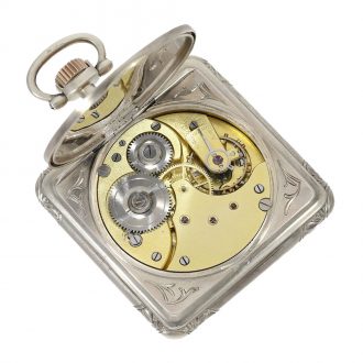 Swiss silver square Art Nouveau watch with lever escapement Circa 1900