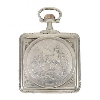 Swiss silver square Art Nouveau watch with lever escapement Circa 1900