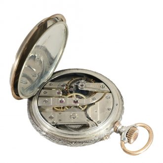 Swiss silver and gold marksman's pocket watch Circa 1894