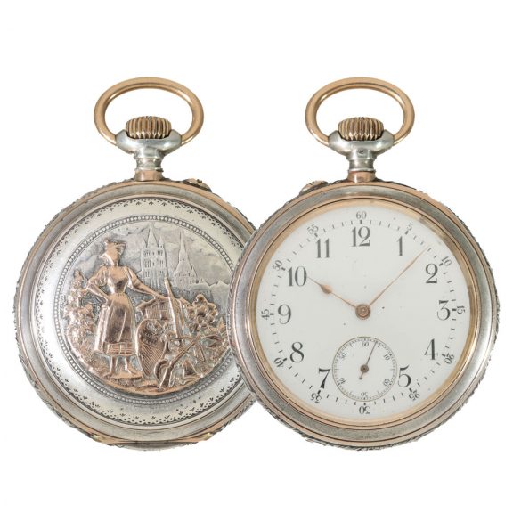 Swiss silver and gold marksman's pocket watch Circa 1894 Swiss silver and gold marksman's pocket watch Circa 1894