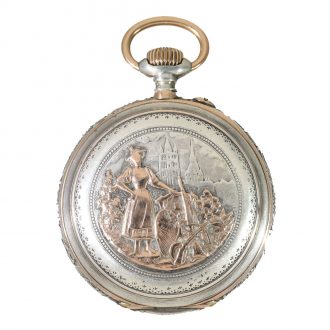 Swiss silver and gold marksman's pocket watch Circa 1894