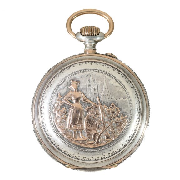 Swiss silver and gold marksman's pocket watch Circa 1894 Swiss silver and gold marksman's pocket watch Circa 1894