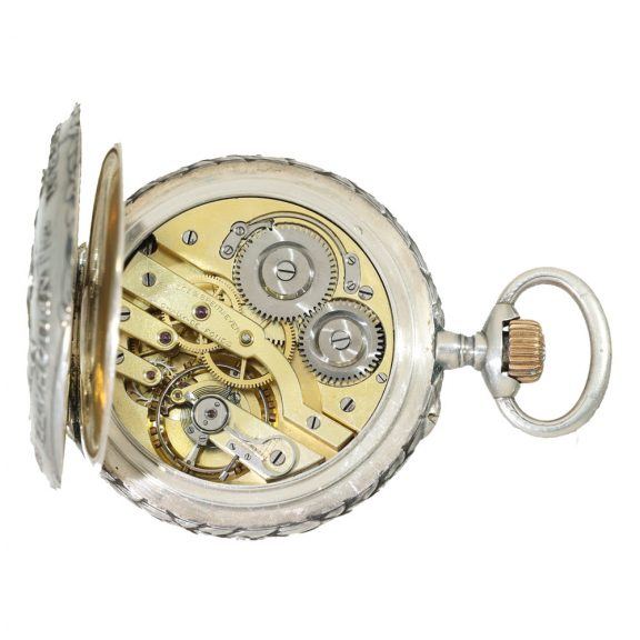 Swiss silver marksman's watch with certificate of accuracy Circa 1898 Swiss silver marksman's watch with certificate of accuracy Circa 1898