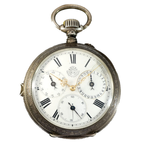 Swiss silver extremely rare split seconds chronograph Circa 1890