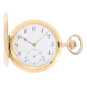 Swiss gold lever hunting case pocket watch Circa 1908