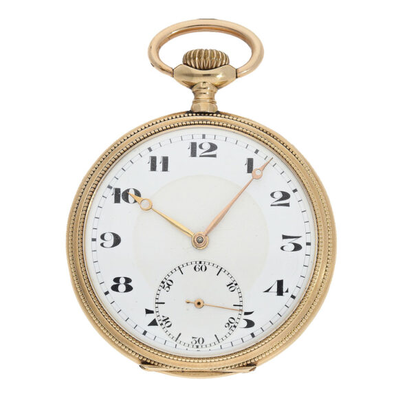 Swiss 14K gold open faced lever pocket watch Circa 1920