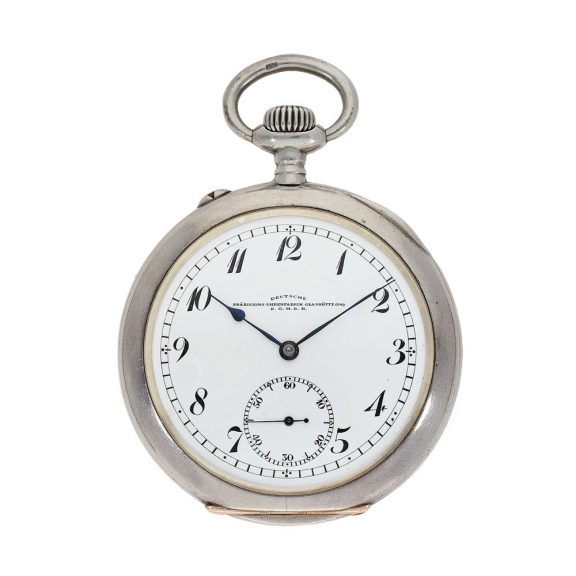 German large Glashütte silver gold precision pocket watch Circa 1920