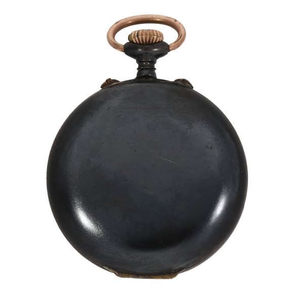 Swiss gunmetal keyless lever pocket watch with alarm Circa 1915 Swiss gunmetal keyless lever pocket watch with alarm Circa 1915