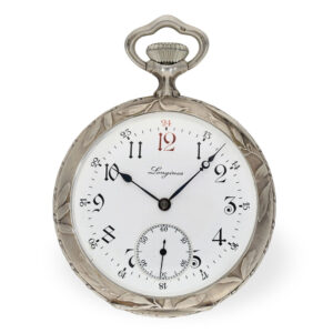 Swiss silver rare Art Nouveau pocket watch with relief case Circa 1930