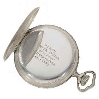 Swiss silver rare Art Nouveau pocket watch with relief case Circa 1930