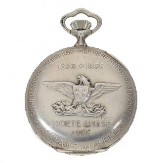 Swiss silver rare Art Nouveau pocket watch with relief case Circa 1930