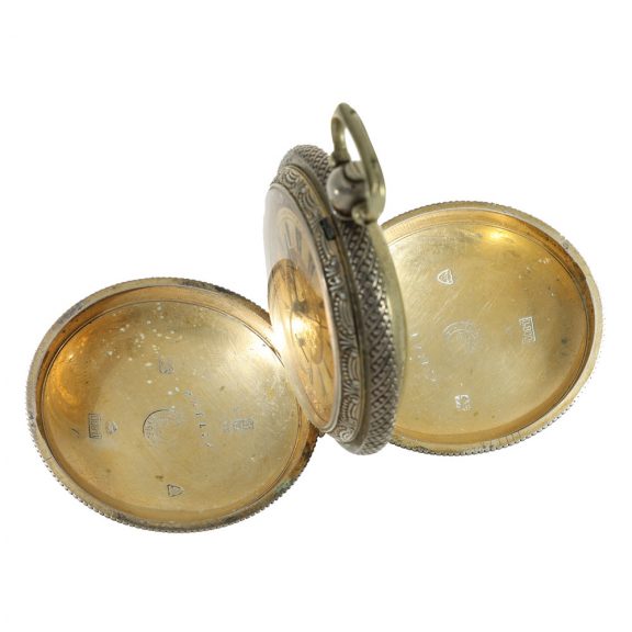 Swiss 800 silver attractive enamelled full hunter cased watch Circa 1880 Swiss 800 silver attractive enamelled full hunter cased watch Circa 1880