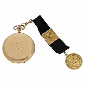 Swiss 14 K gold watch with corresponding chatelaine Circa 1918