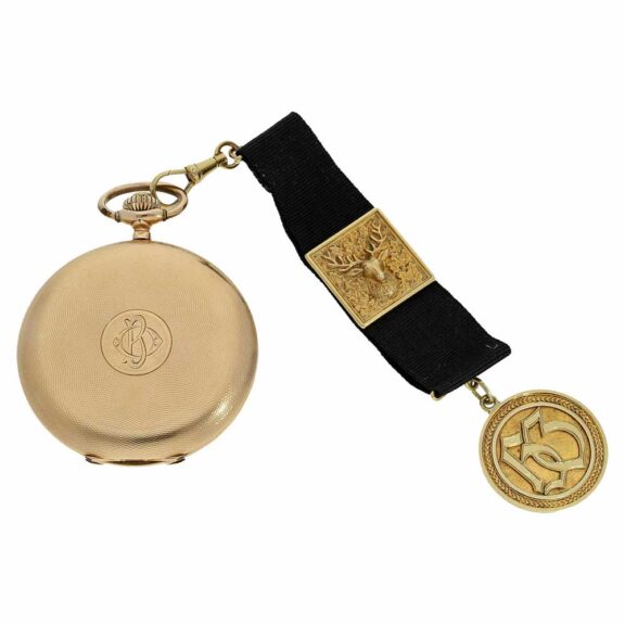 Swiss 14 K gold watch with corresponding chatelaine Circa 1918 Swiss 14 K gold watch with corresponding chatelaine Circa 1918