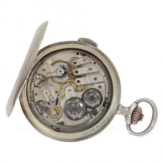 Swiss silver full hunter cased watch with quarter hour repeater Circa 1930