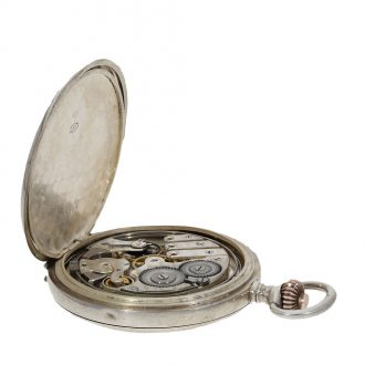 Swiss silver full hunter cased watch with quarter hour repeater Circa 1930