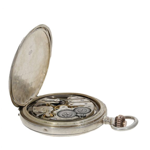 Swiss silver full hunter cased watch with quarter hour repeater Circa 1930 Swiss silver full hunter cased watch with quarter hour repeater Circa 1930