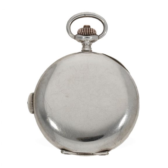 Swiss silver full hunter cased watch with quarter hour repeater Circa 1930 Swiss silver full hunter cased watch with quarter hour repeater Circa 1930