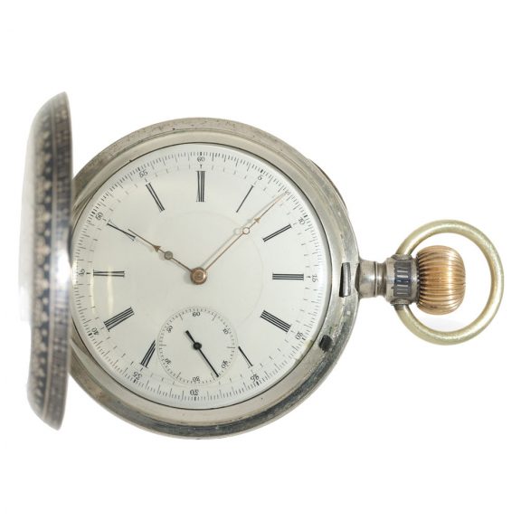 Swiss niëllo silver anker chronometer pocket watch Circa 1880