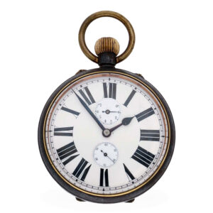 Swiss gunmetal watch with adjustable day counter Circa 1900