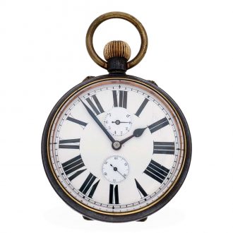 Swiss gunmetal watch with adjustable day counter Circa 1900