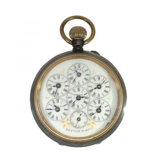Swiss burnished iron world time watch Circa 1880