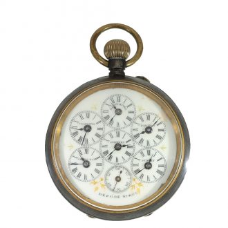 Swiss burnished iron world time watch Circa 1880