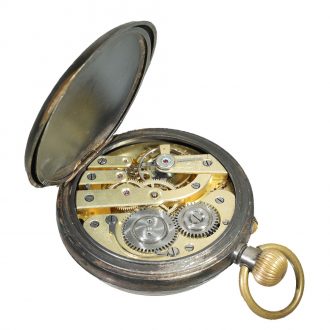 Swiss burnished iron world time watch Circa 1880
