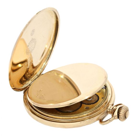 Swiss fine 14 Carat gold hunter cased watch Circa 1920 Swiss fine 14 Carat gold hunter cased watch Circa 1920