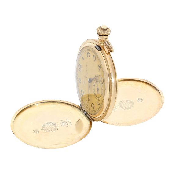 Swiss fine 14 Carat gold hunter cased watch Circa 1920 Swiss fine 14 Carat gold hunter cased watch Circa 1920