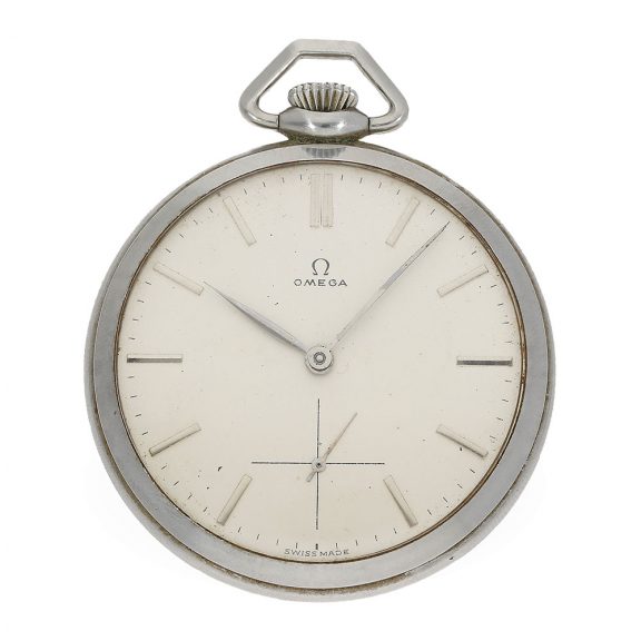 Swiss large elegant steel dress watch with precision lever escapement Circa 1962