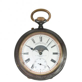 German burnished iron double sided calendar watch Circa 1900