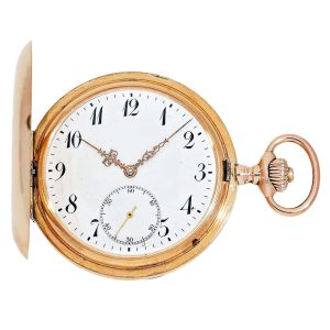 Swiss fine 14k pink gold hunting cased pocket watch Circa 1912