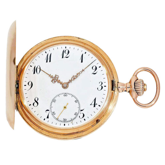 Swiss fine 14k pink gold hunting cased pocket watch Circa 1912