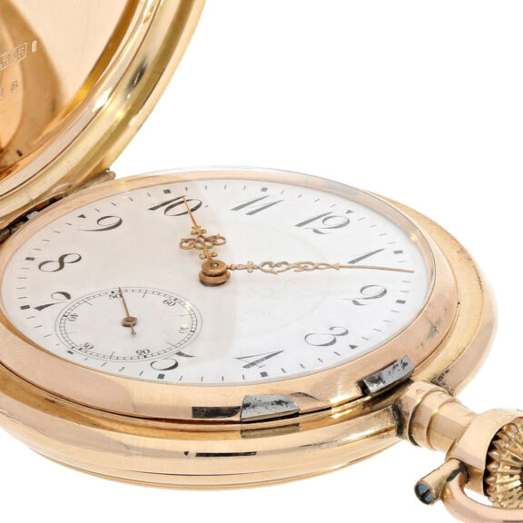 Swiss 14 carat pink gold hunting cased lever watch Circa 1910 Swiss 14 carat pink gold hunting cased lever watch Circa 1910