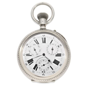 Russian exceptionally large silver lever calendar watch Circa 1915