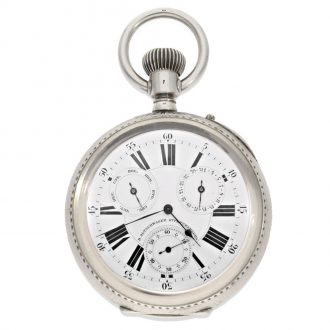 Russian exceptionally large silver lever calendar watch Circa 1915