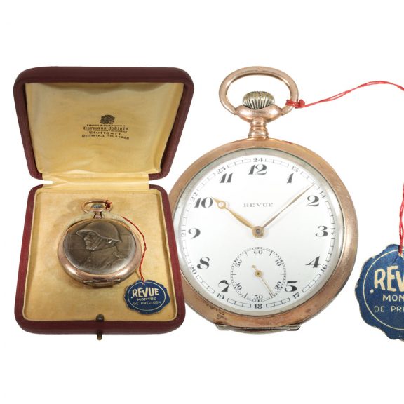 Swiss silver pocket watch with military high relief motif Circa 1910 Swiss silver pocket watch with military high relief motif Circa 1910